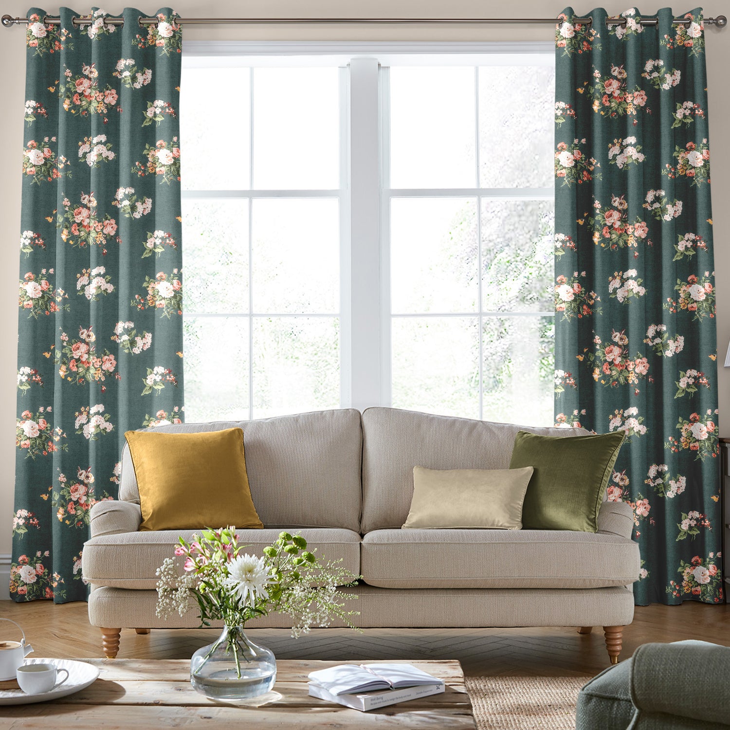 Laura Ashley Rosemore Made to Measure Curtain Fern