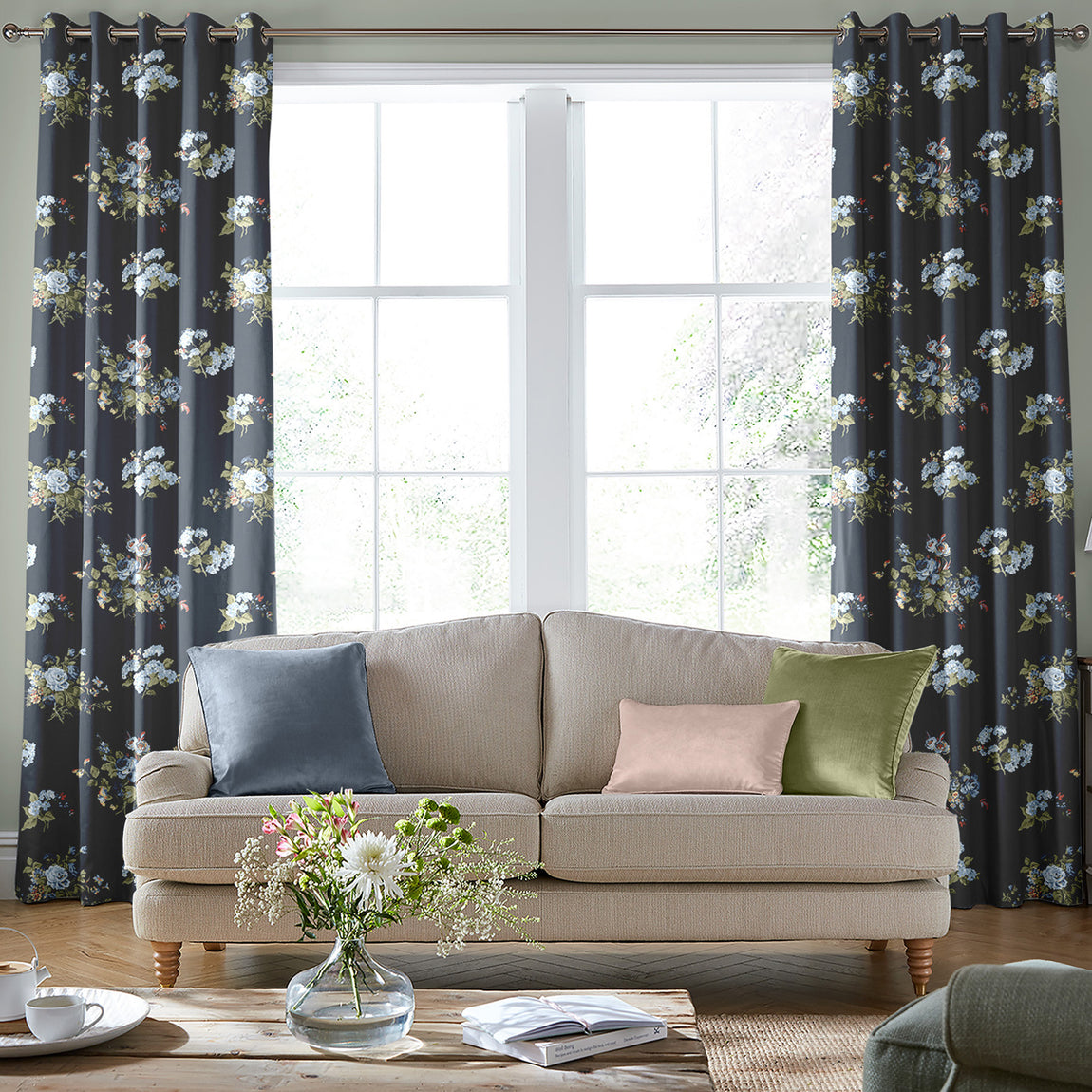 Laura Ashley Rosemore Made to Measure Curtain Midnight