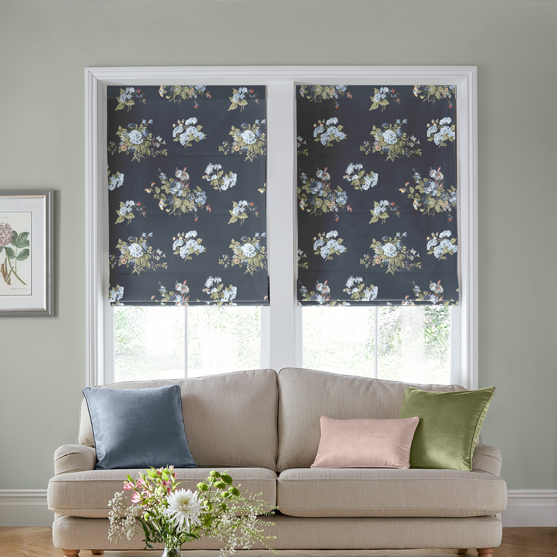 Laura Ashley Rosemore Made to Measure Roman Blind Midnight