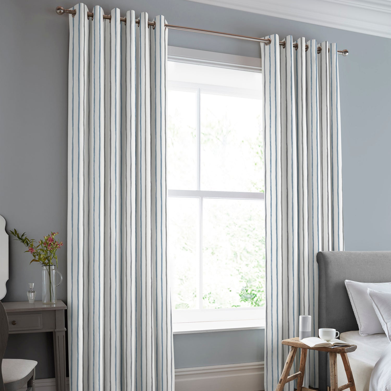 Laura Ashley Painterly Stripe Made to Measure Curtain River