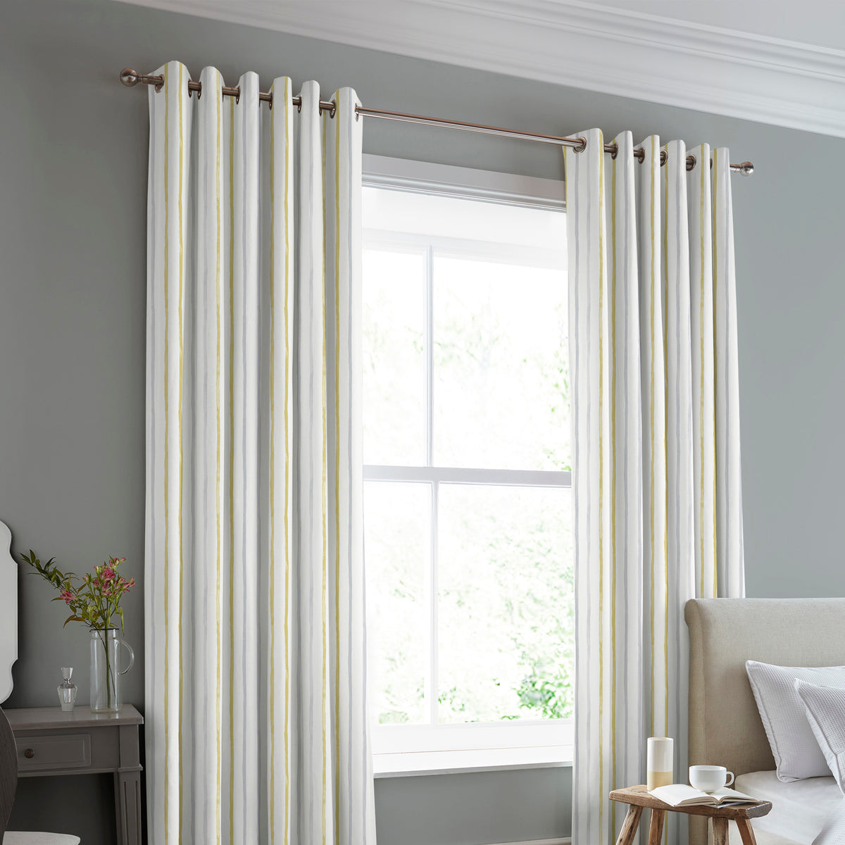 Laura Ashley Painterly Stripe Made to Measure Curtain Yellow