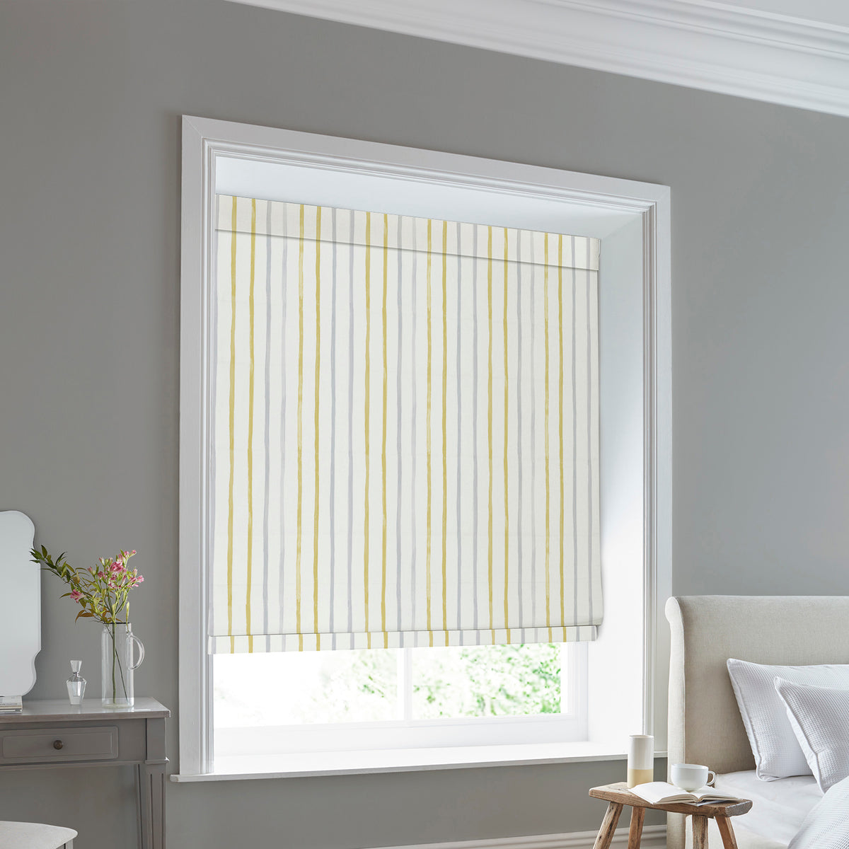 Laura Ashley Painterly Stripe Made to Measure Roman Blind Yellow