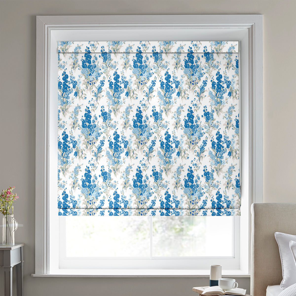 Laura Ashley Stocks Made to Measure Roman Blind Blue Sky