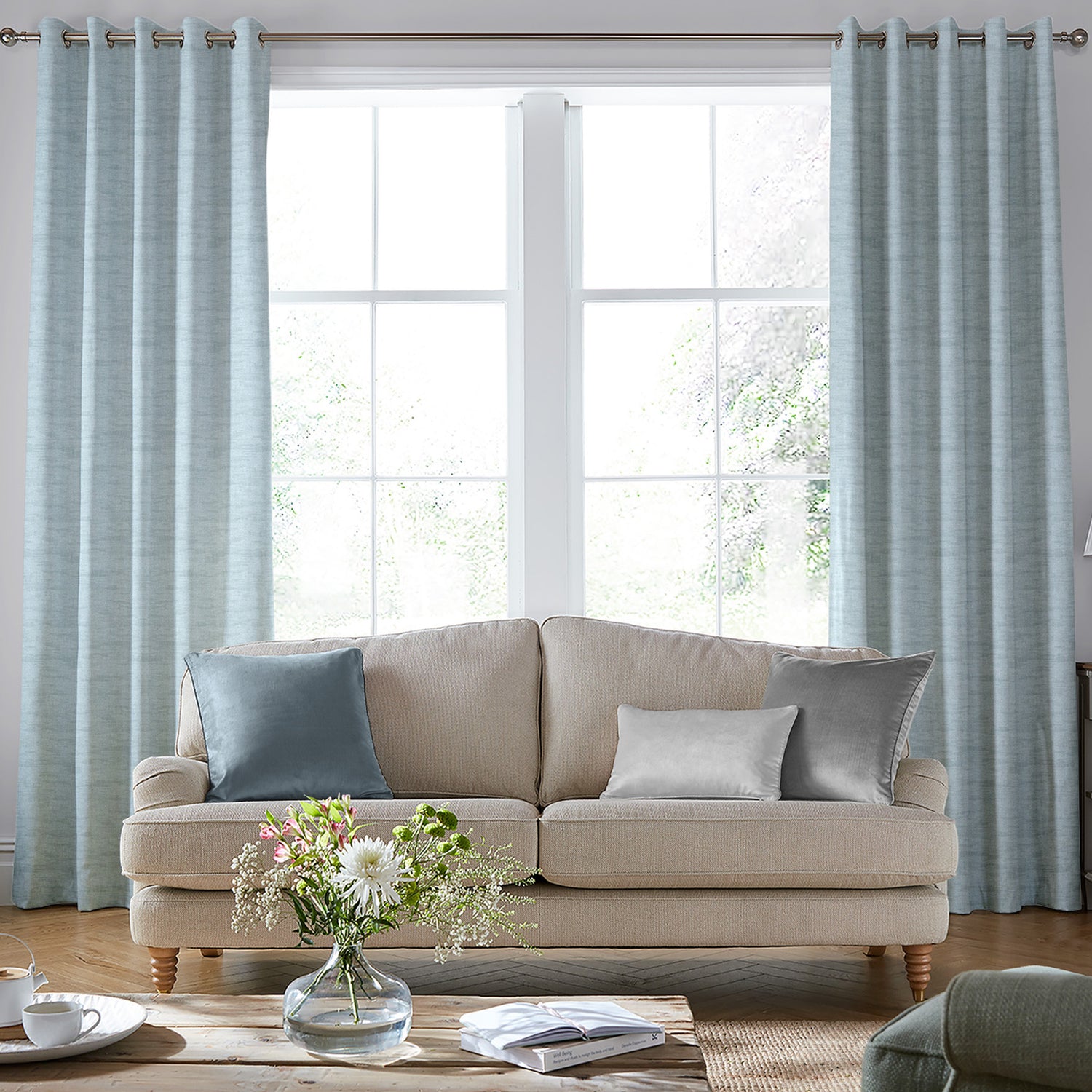 Laura Ashley Whinfell Made to Measure Curtain Mid Seaspray