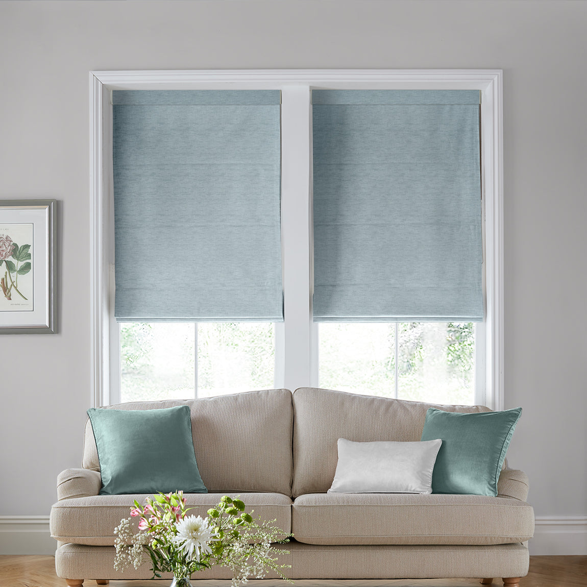Laura Ashley Whinfell Made to Measure Roman Blind Mid Seaspray