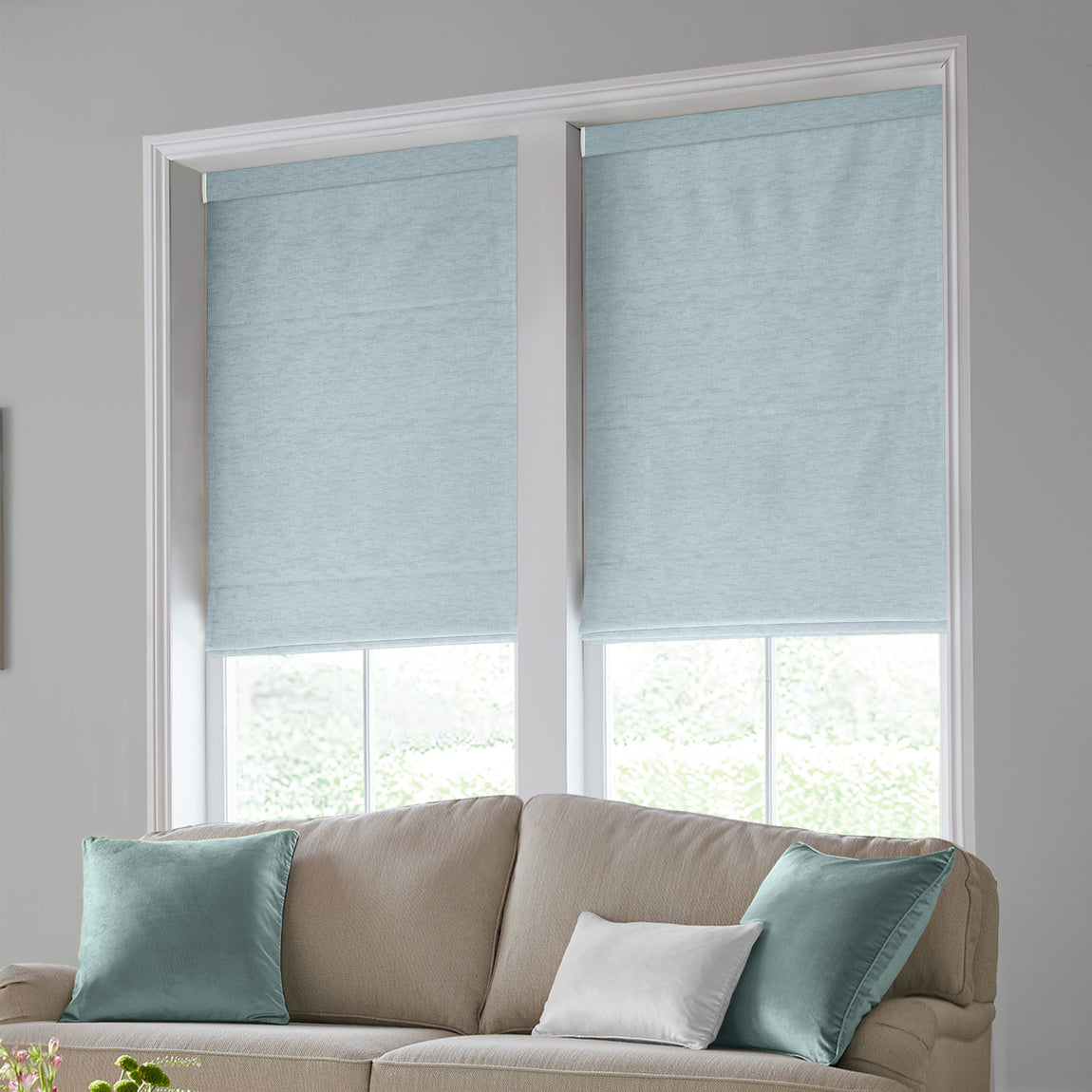 Laura Ashley Whinfell Made to Measure Roman Blind Mid Seaspray