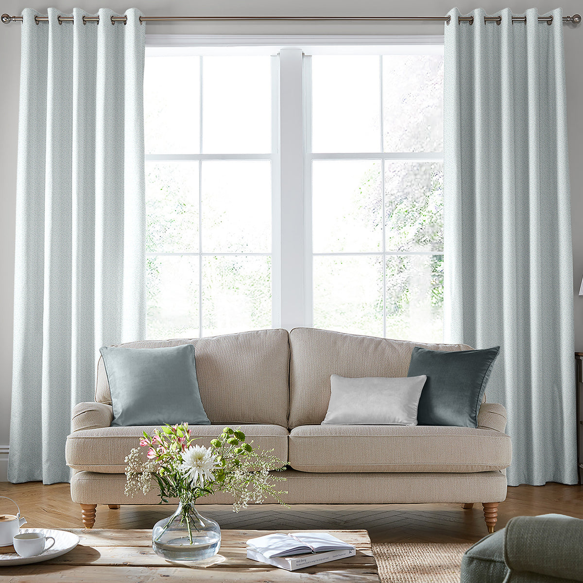 Laura Ashley Sycamore Made to Measure Curtain Pale Seaspray