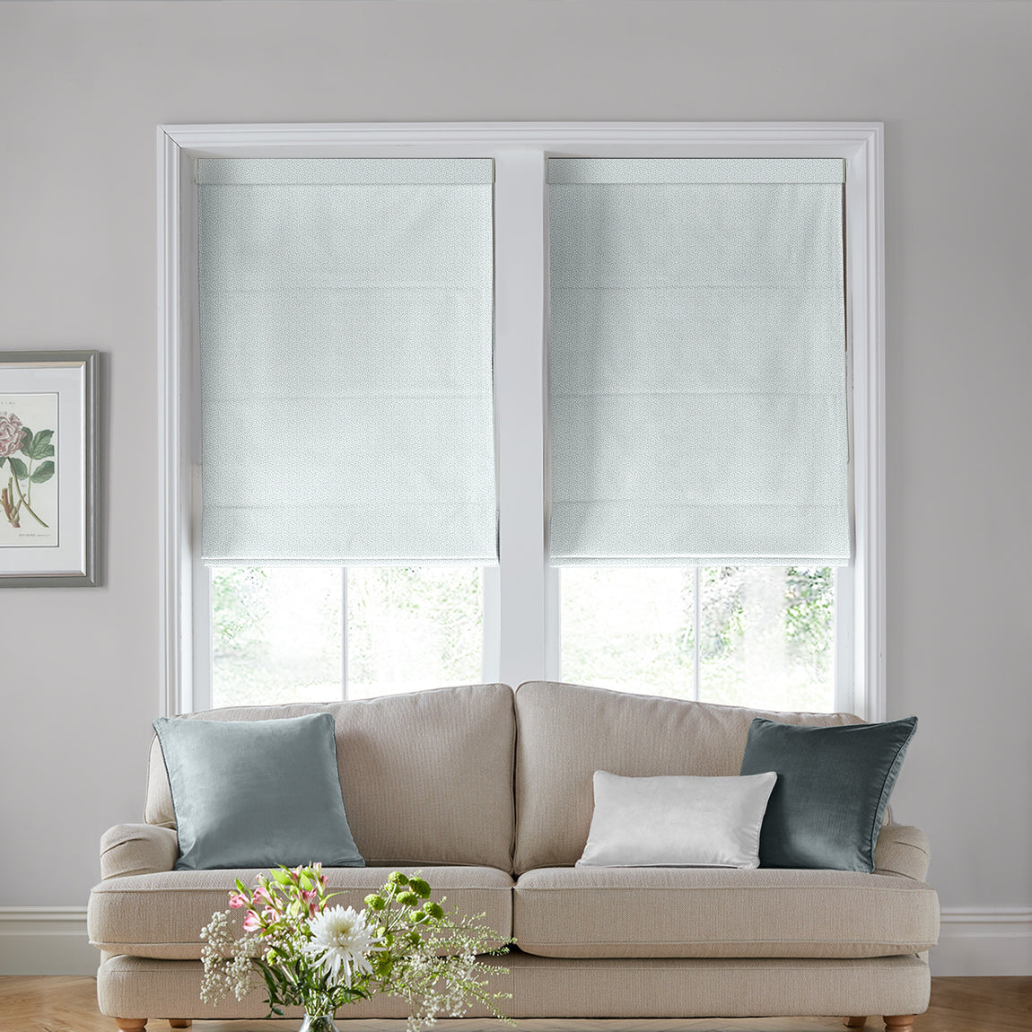Laura Ashley Sycamore Made to Measure Roman Blind Pale Seaspray