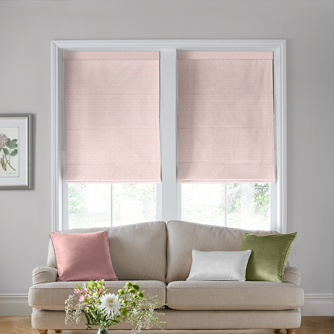 Laura Ashley Sycamore Made to Measure Roman Blind Off White Blush