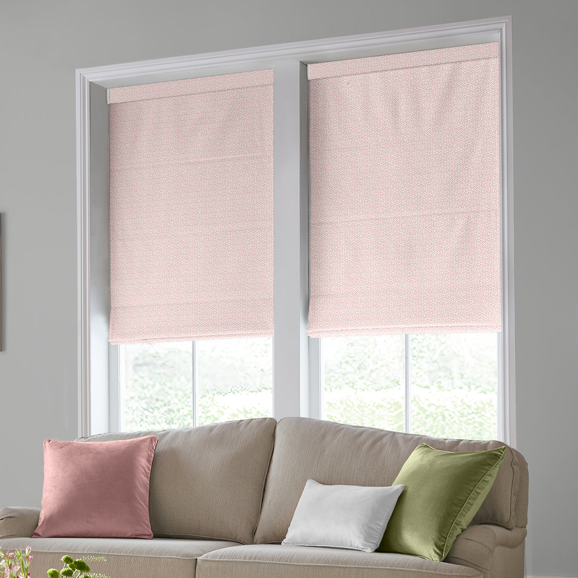Laura Ashley Sycamore Made to Measure Roman Blind Off White Blush