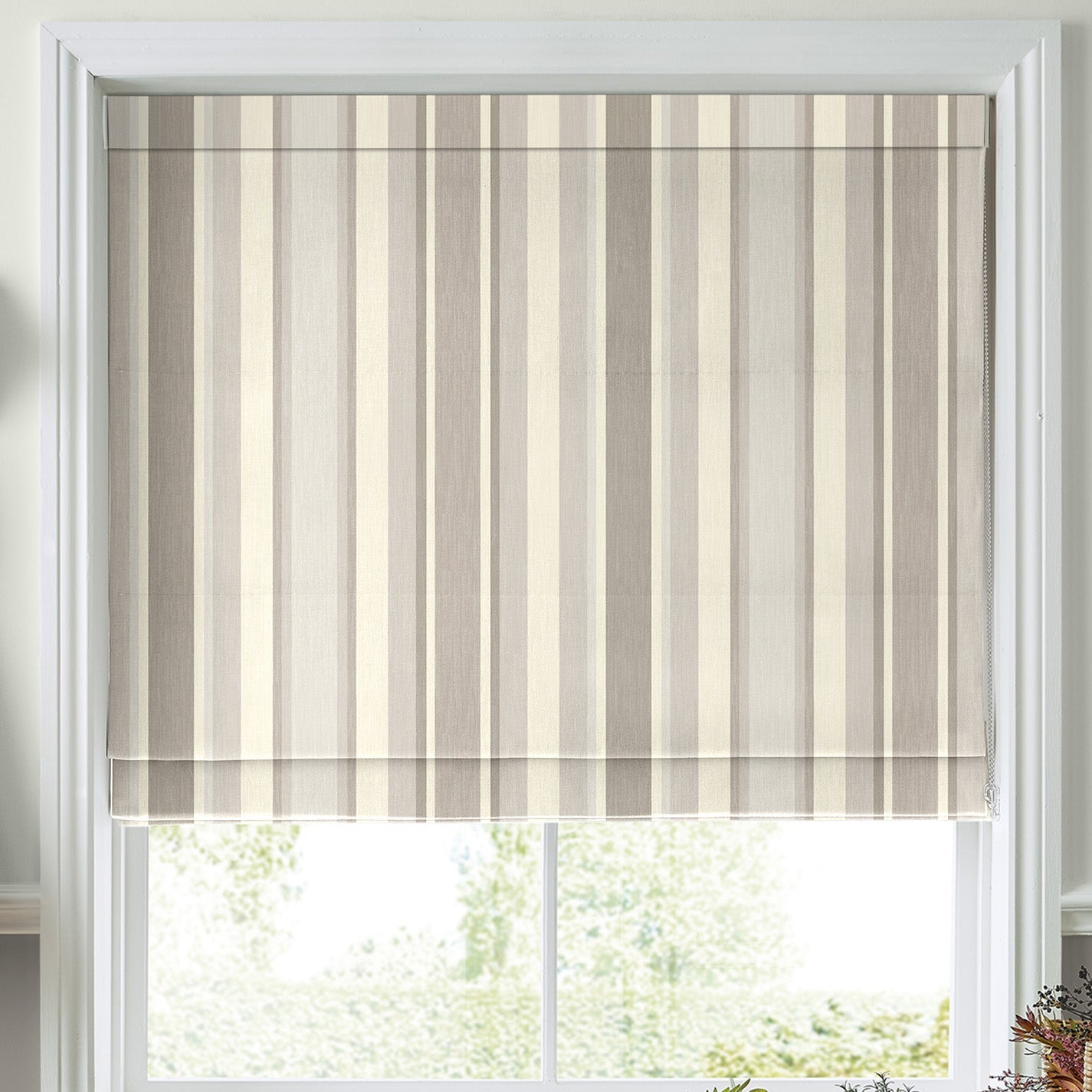 Laura Ashley Awning Stripe Made To Measure Curtains Dove Grey