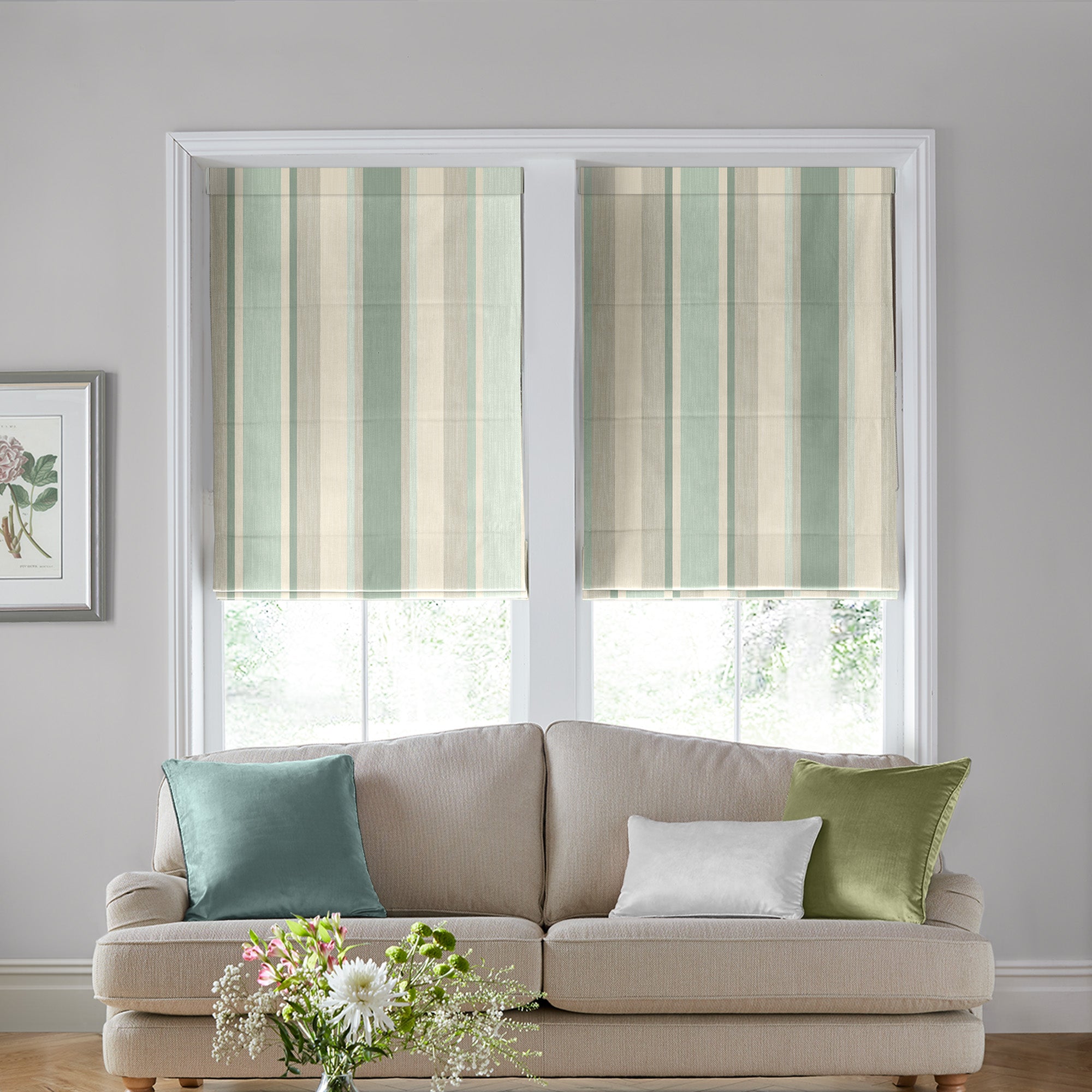 Sophie Stripe Duck Egg Curtain Fabric by Laura Ashley Sophie Stripe Duck Egg Curtain Fabric by Laura Ashley