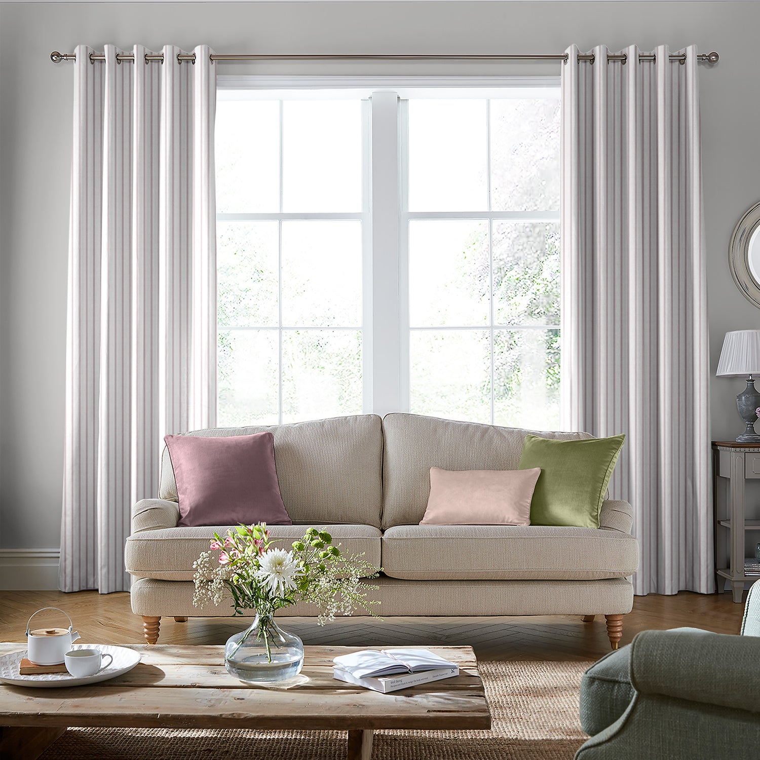 Laura Ashley Burnsall Stripe Made To Measure Roman Blind Mulberry