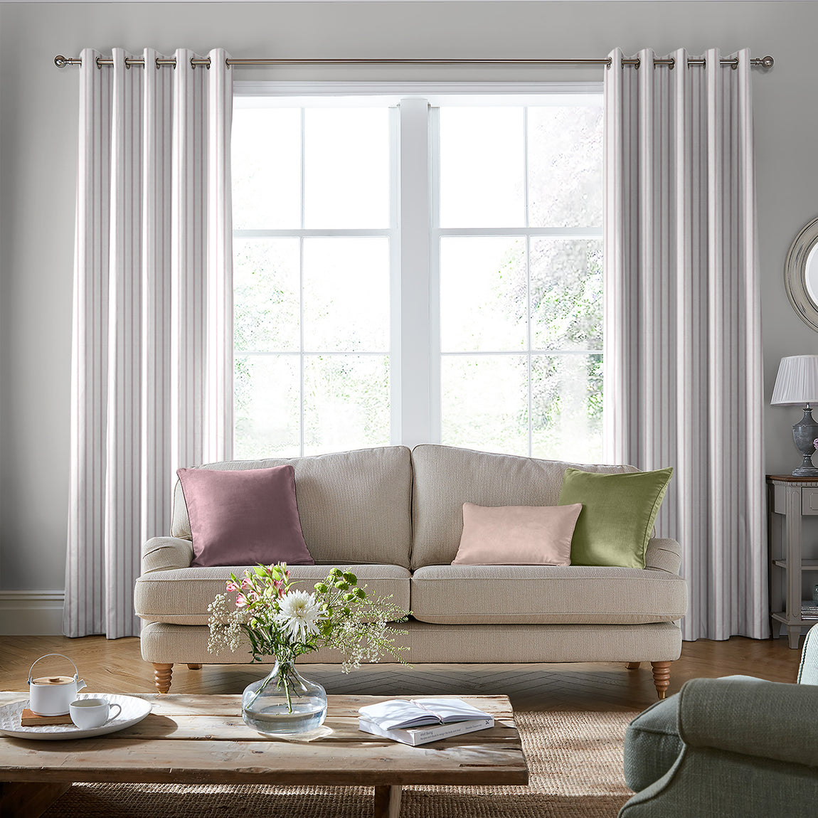 Laura Ashley Burnsall Stripe Made To Measure Roman Blind Mulberry
