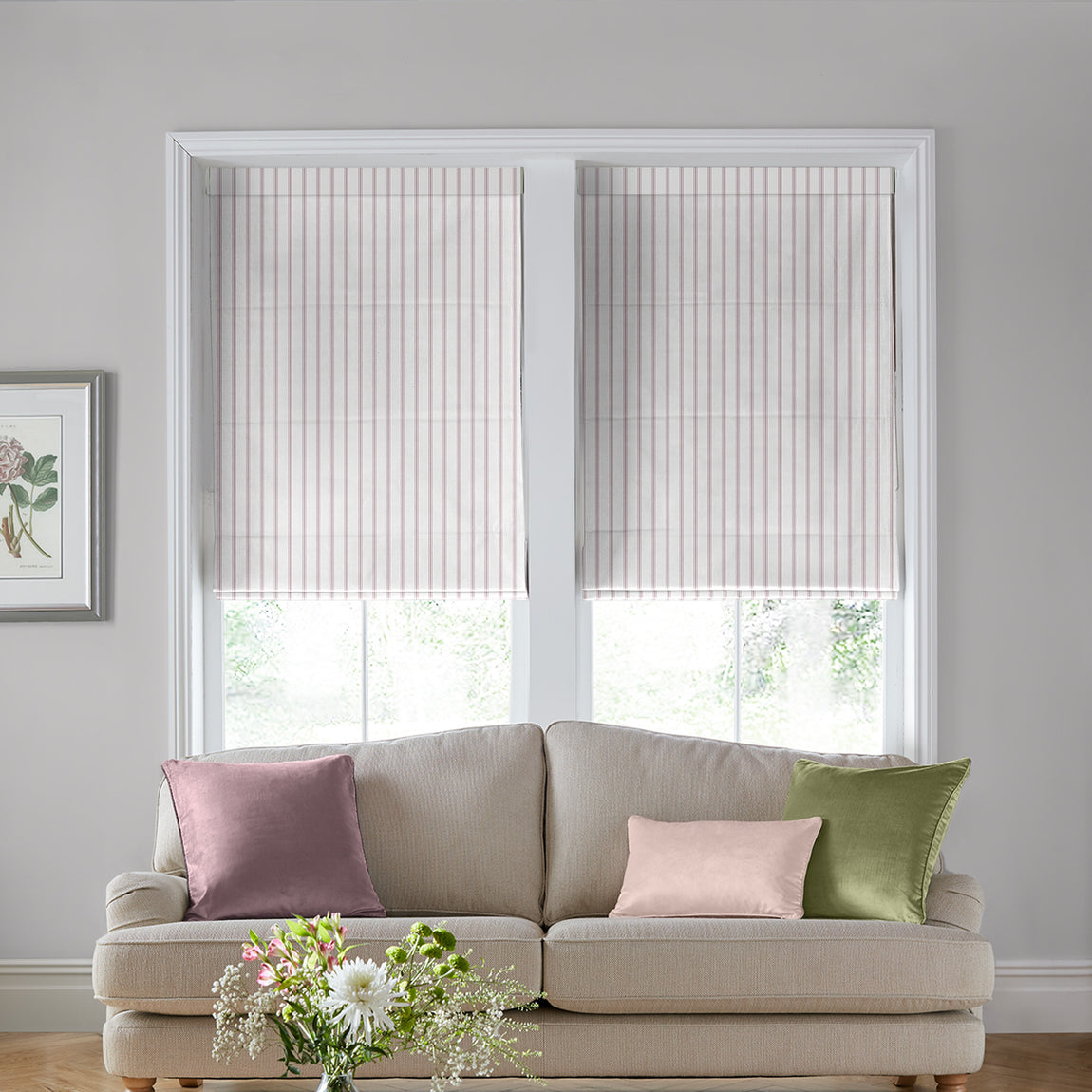 Laura Ashley Burnsall Stripe Made To Measure Roman Blind Mulberry