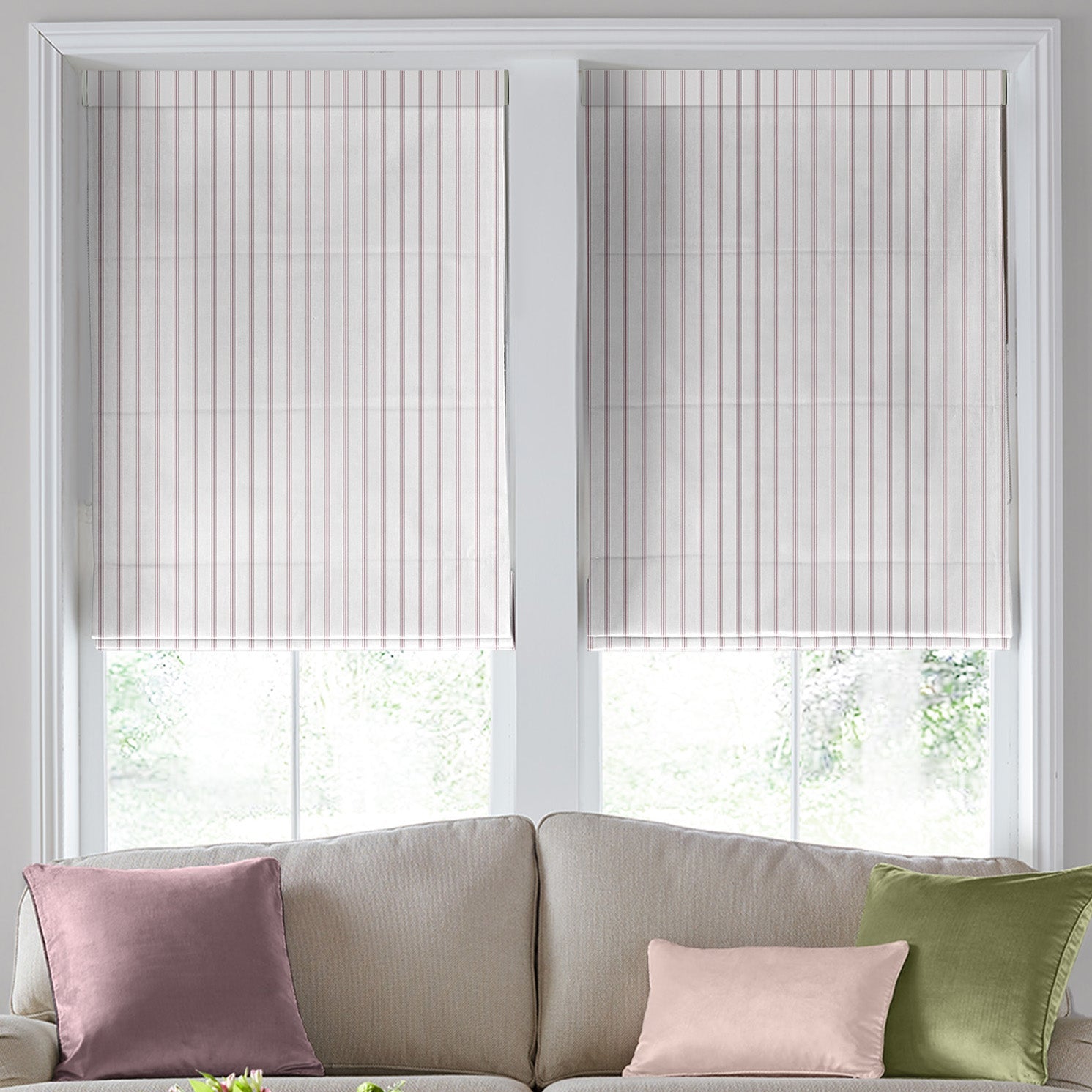 Laura Ashley Burnsall Stripe Made To Measure Curtains Mulberry
