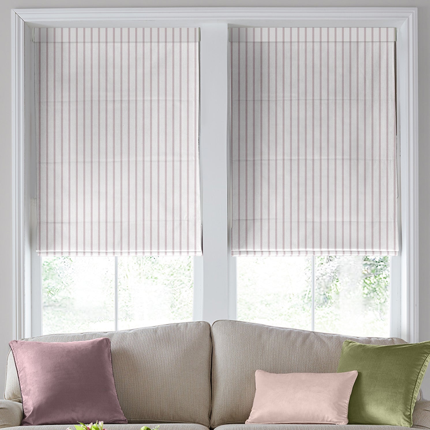 Laura Ashley Burnsall Stripe Made To Measure Roman Blind Mulberry