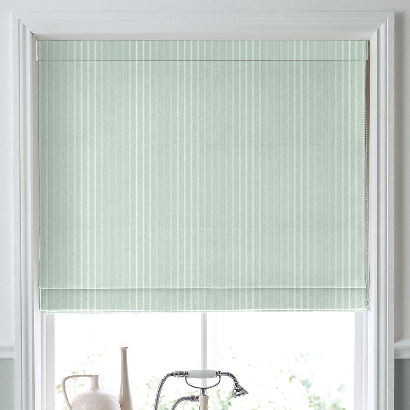 Laura Ashley Burnsall Stripe Made To Measure Curtains Smoke Green
