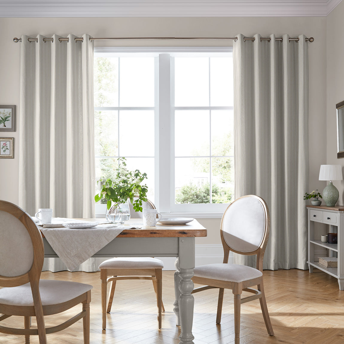Laura Ashley Burnsall Stripe Made To Measure Roman Blind White Sands