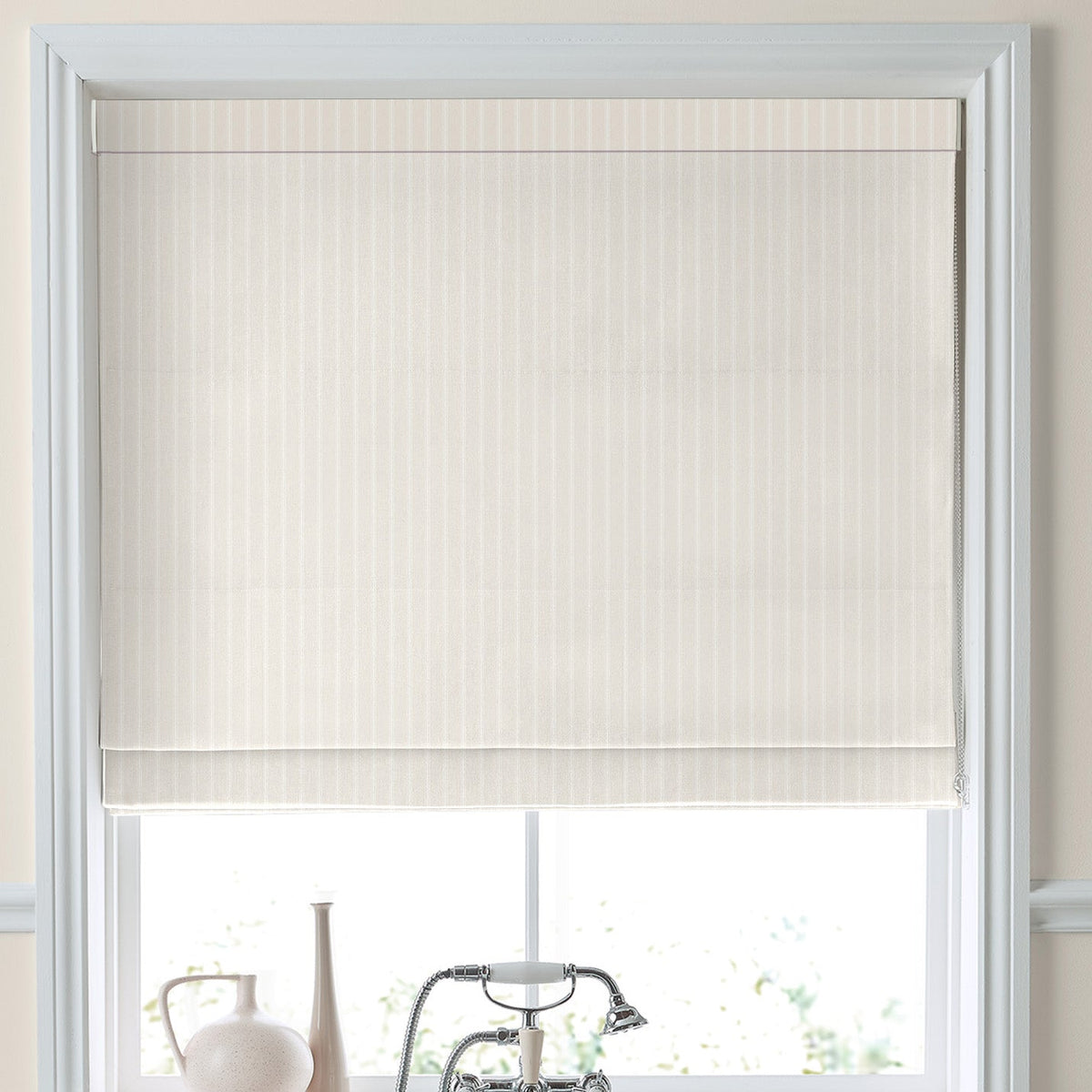 Laura Ashley Burnsall Stripe Made To Measure Curtains White Sands