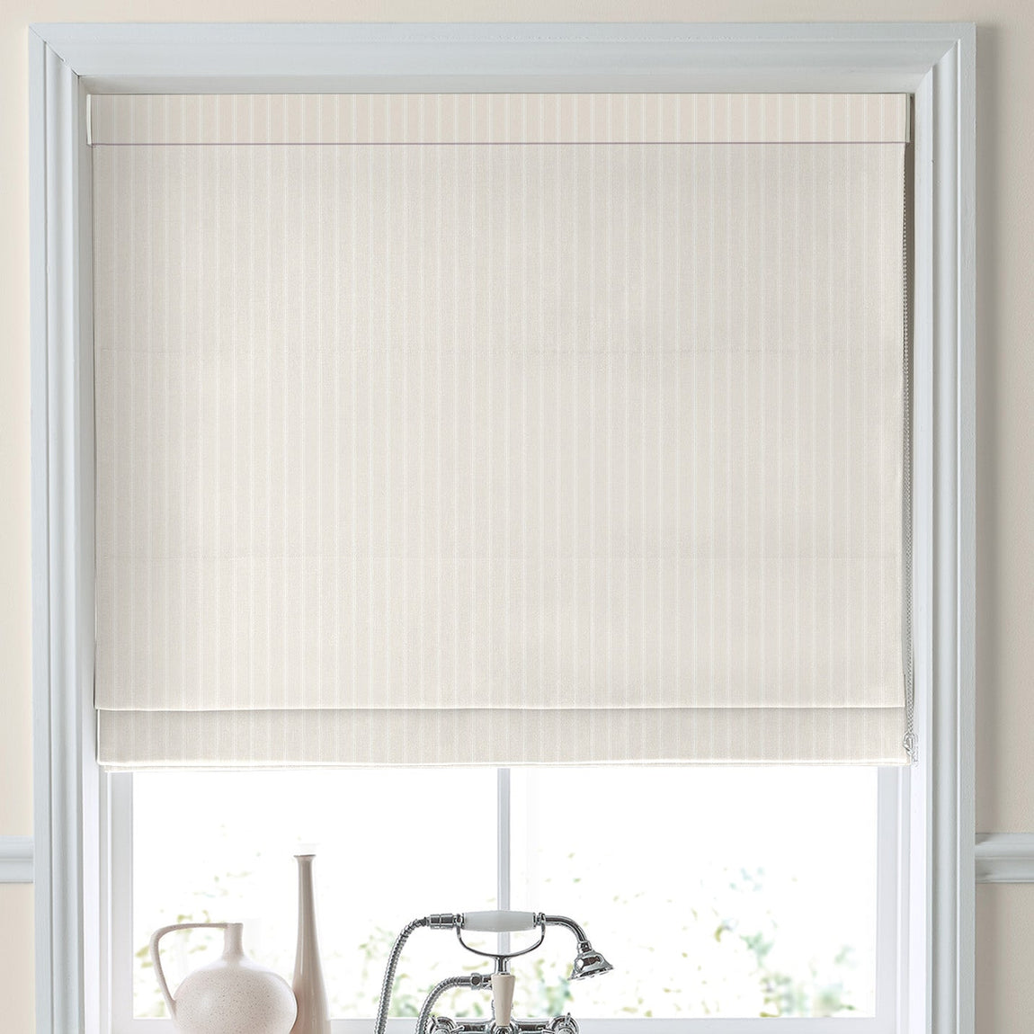 Laura Ashley Burnsall Stripe Made To Measure Curtains White Sands