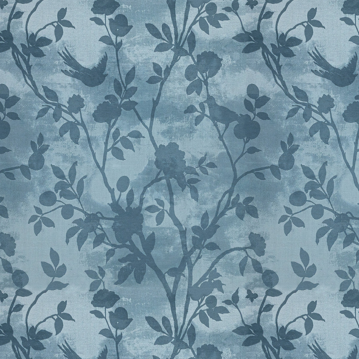 Laura Ashley Eglantine Silhoutte Woven Made to Measure Curtain Seaspray