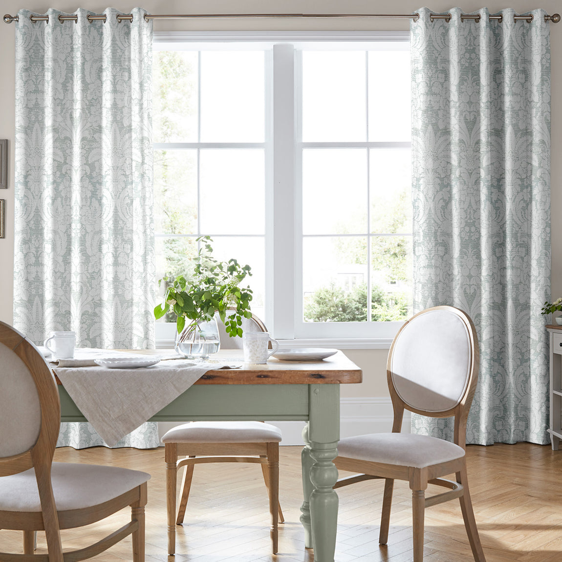 Laura Ashley Martigues Made to Measure Curtain Smoke Green