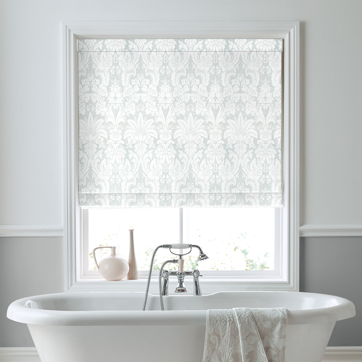 Laura Ashley Martigues Made to Measure Roman Blind Smoke Green