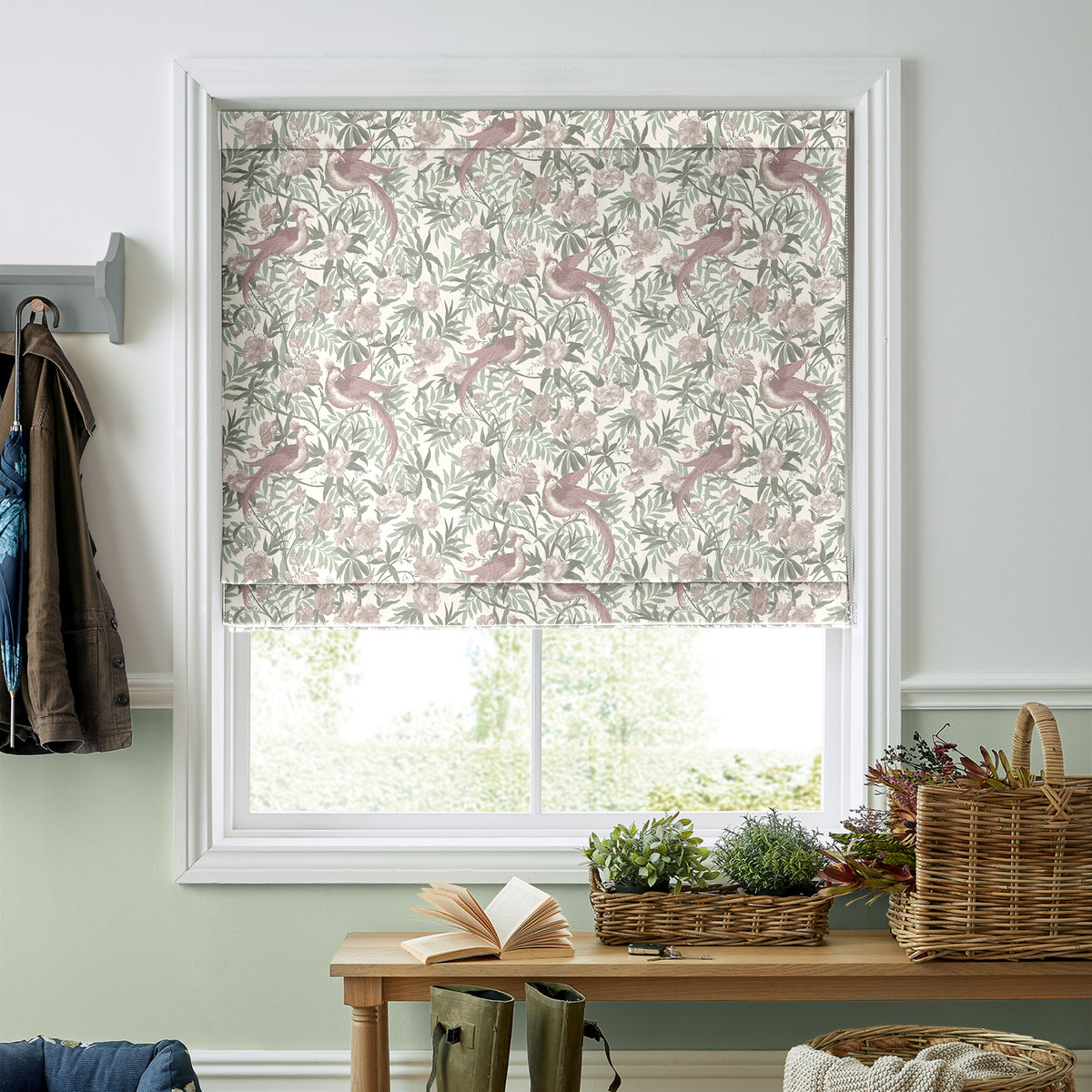 Laura Ashley Osterley Birds Made to Measure Roman Blind Mulberry