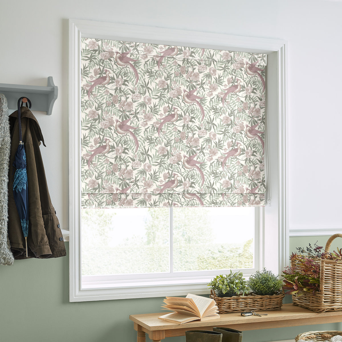 Laura Ashley Osterley Birds Made to Measure Roman Blind Mulberry