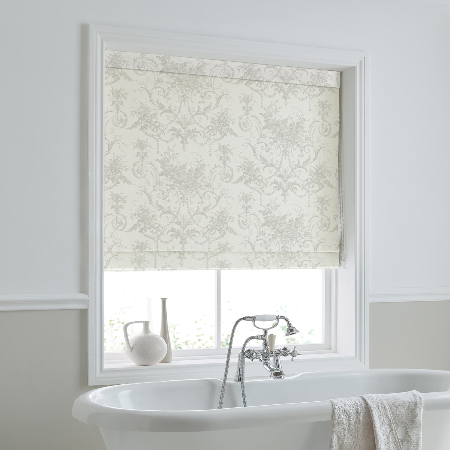 Laura Ashley Tulleries Made To Measure Roman Blind Dove Grey
