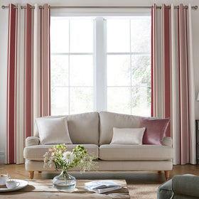 Laura Ashley Awning Stripe Made To Measure Curtains Crimson