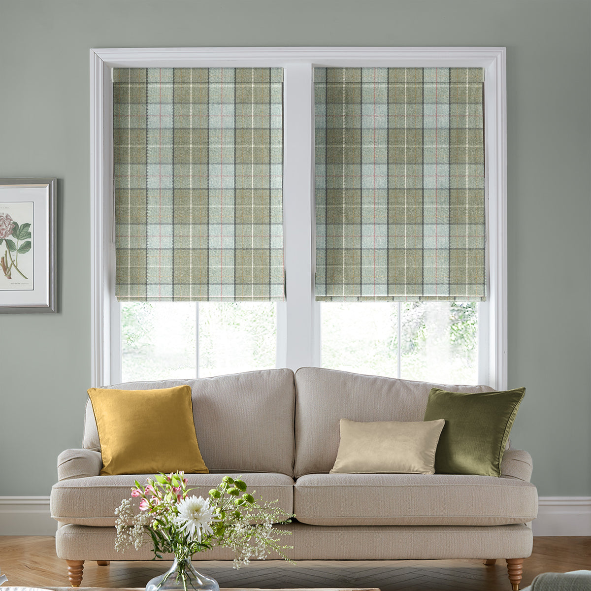 Laura Ashley Alfriston Made To Measure Roman Blind Sage