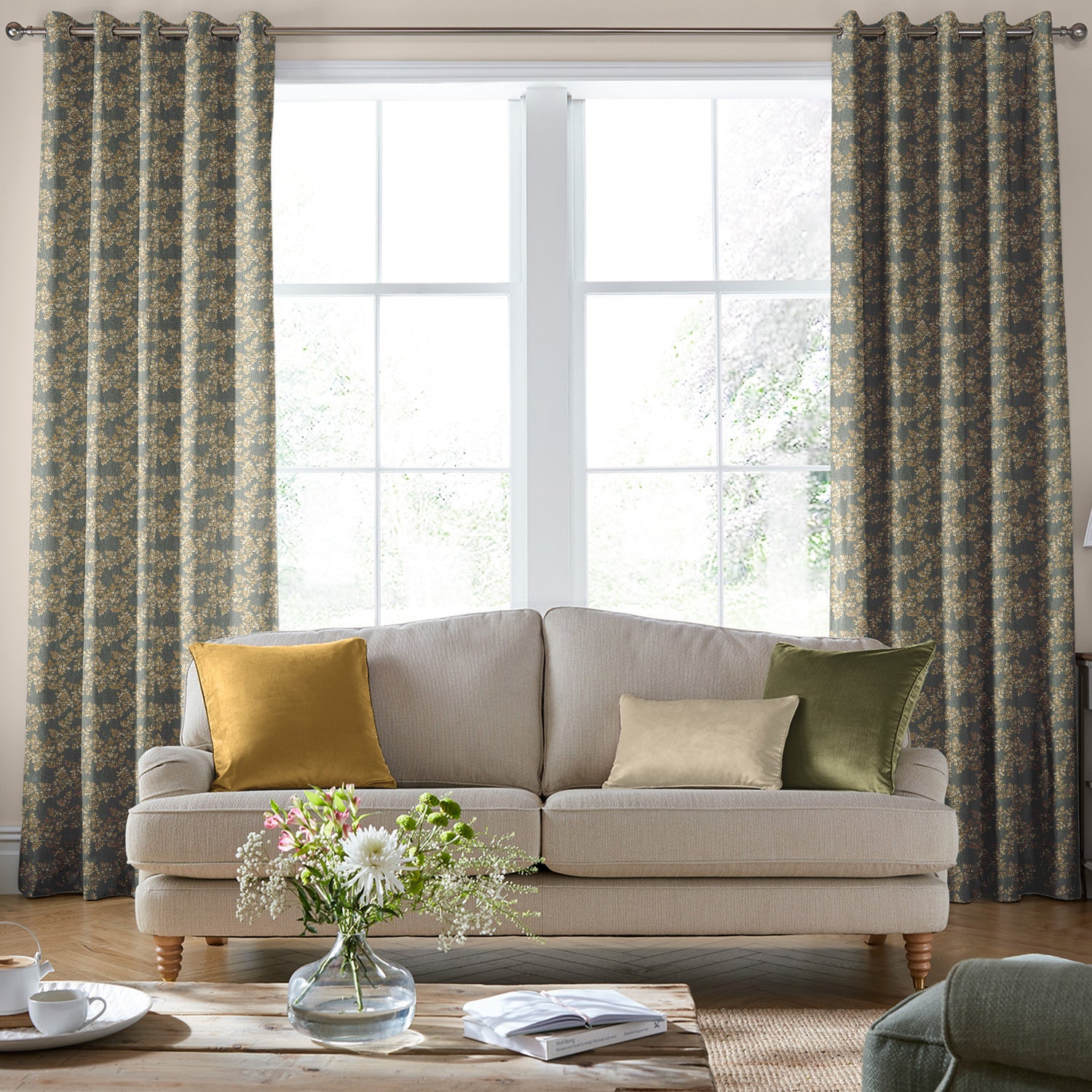 Laura Ashley Burnham Woven Made to Measure Curtain Fern