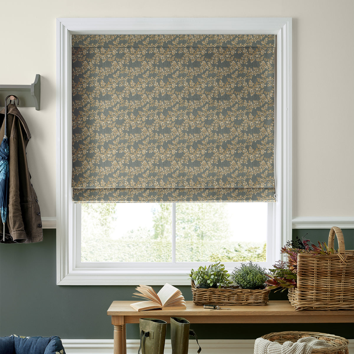 Laura Ashley Burnham Woven Made to Measure Roman Blind Fern