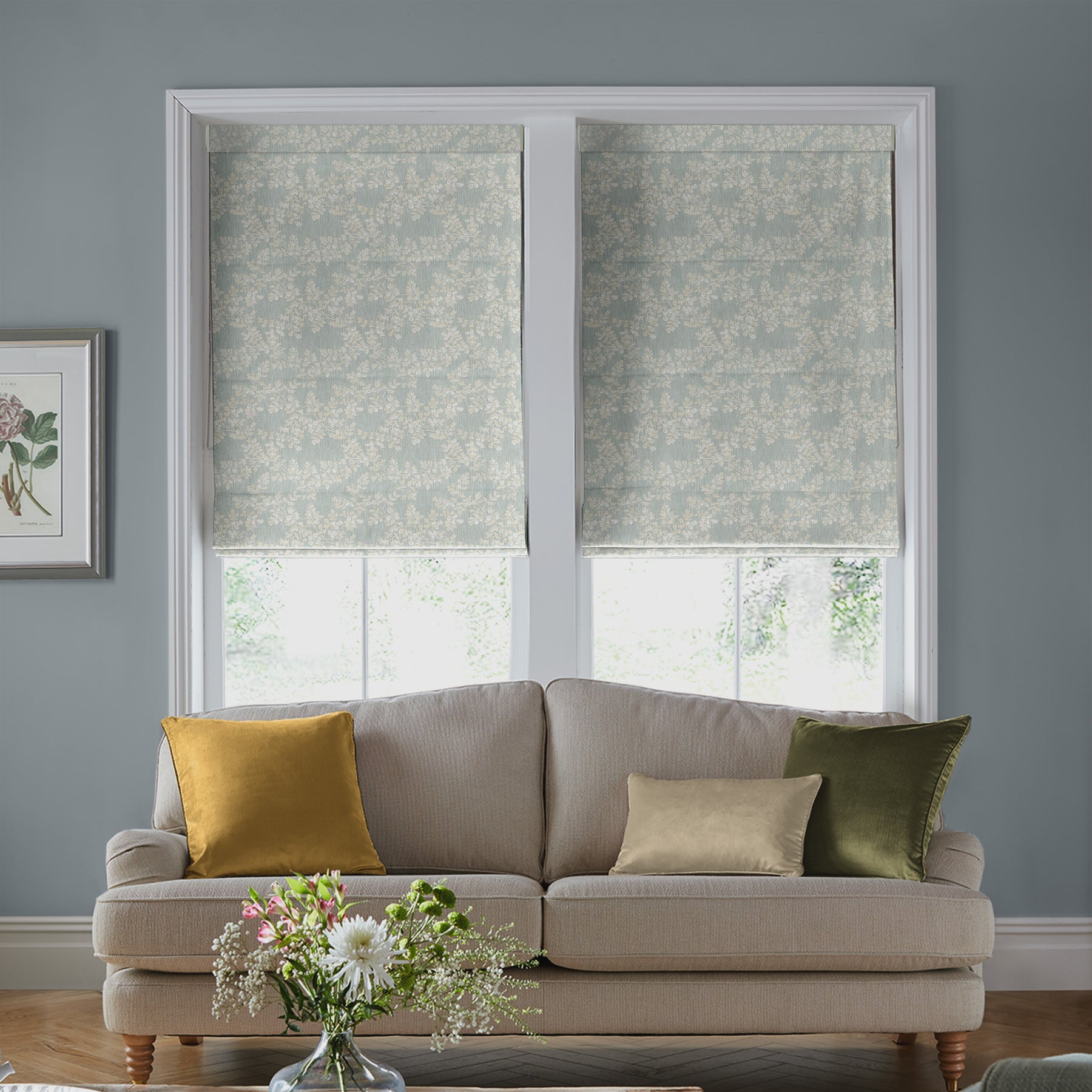 Laura Ashley Burnham Woven Made to Measure Roman Blind Sage