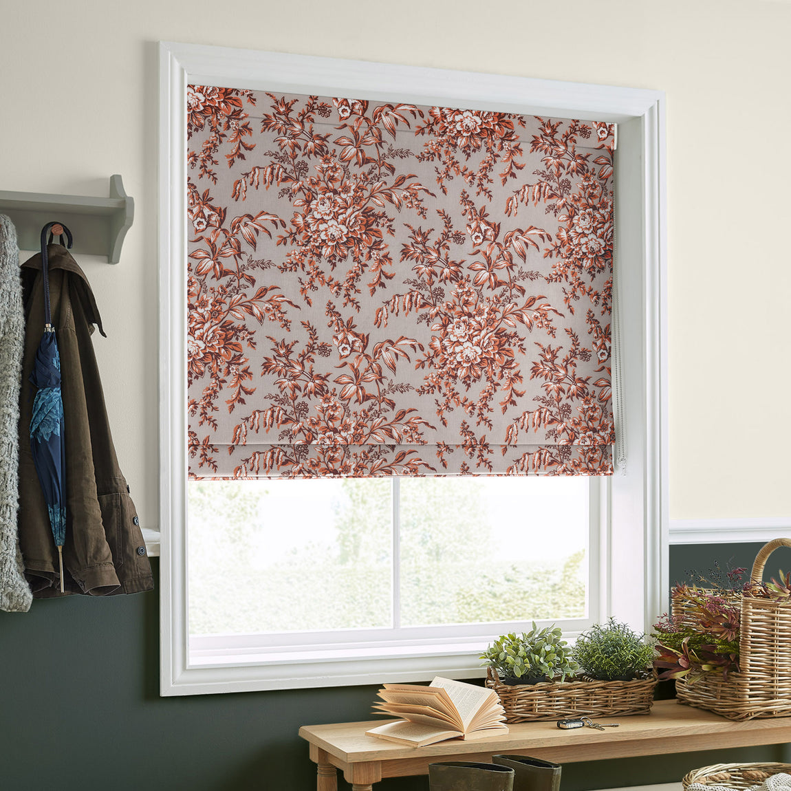 Laura Ashley Picardie Velvet Made to Measure Roman Blind Embers