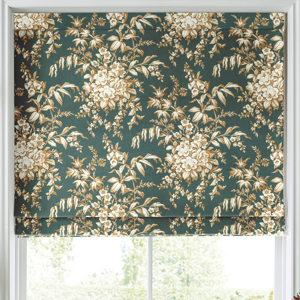 Laura Ashley Picardie Velvet Made to Measure Roman Blind Fern