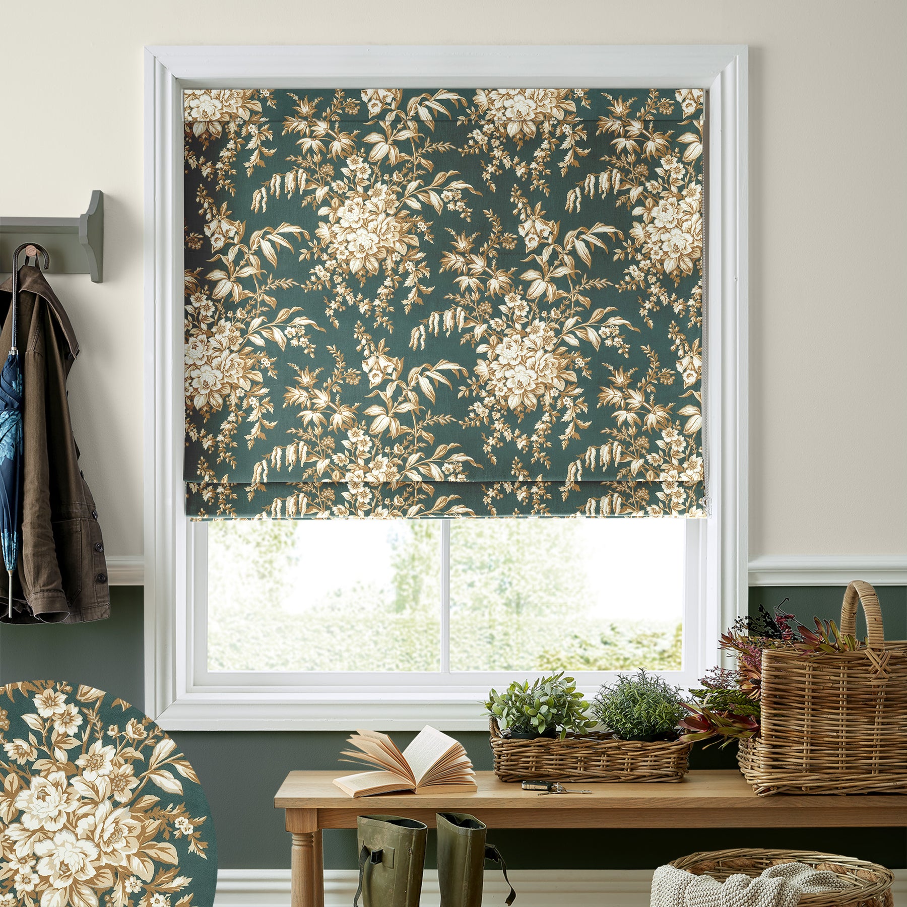 Laura Ashley Picardie Made to Measure Roman Blind Fern