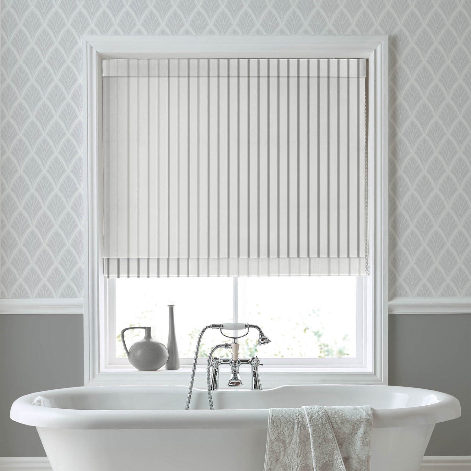 Laura Ashley Farnworth Made To Measure Roman Blind Steel
