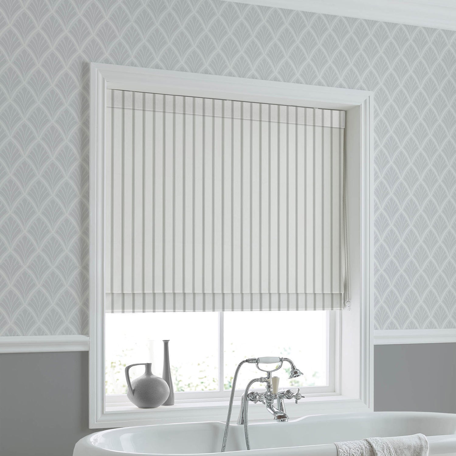 Laura Ashley Farnworth Made To Measure Roman Blind Steel