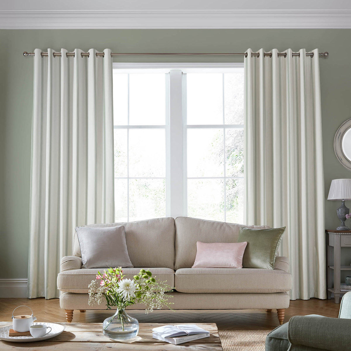 Laura Ashley Farnworth Made To Measure Roman Blind Fresh Green
