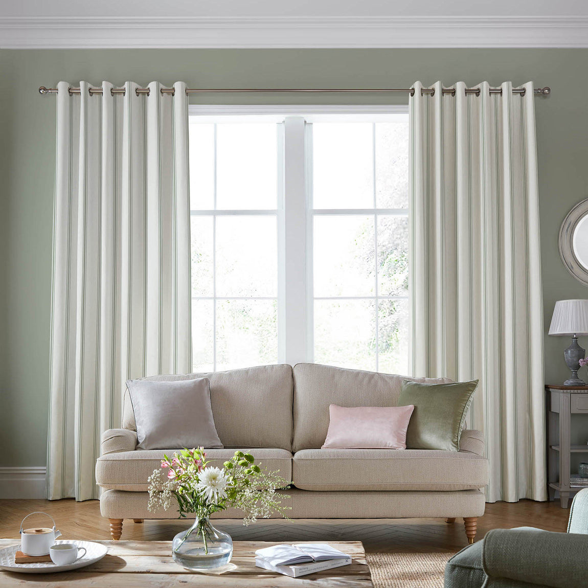 Laura Ashley Farnworth Made To Measure Roman Blind Fresh Green