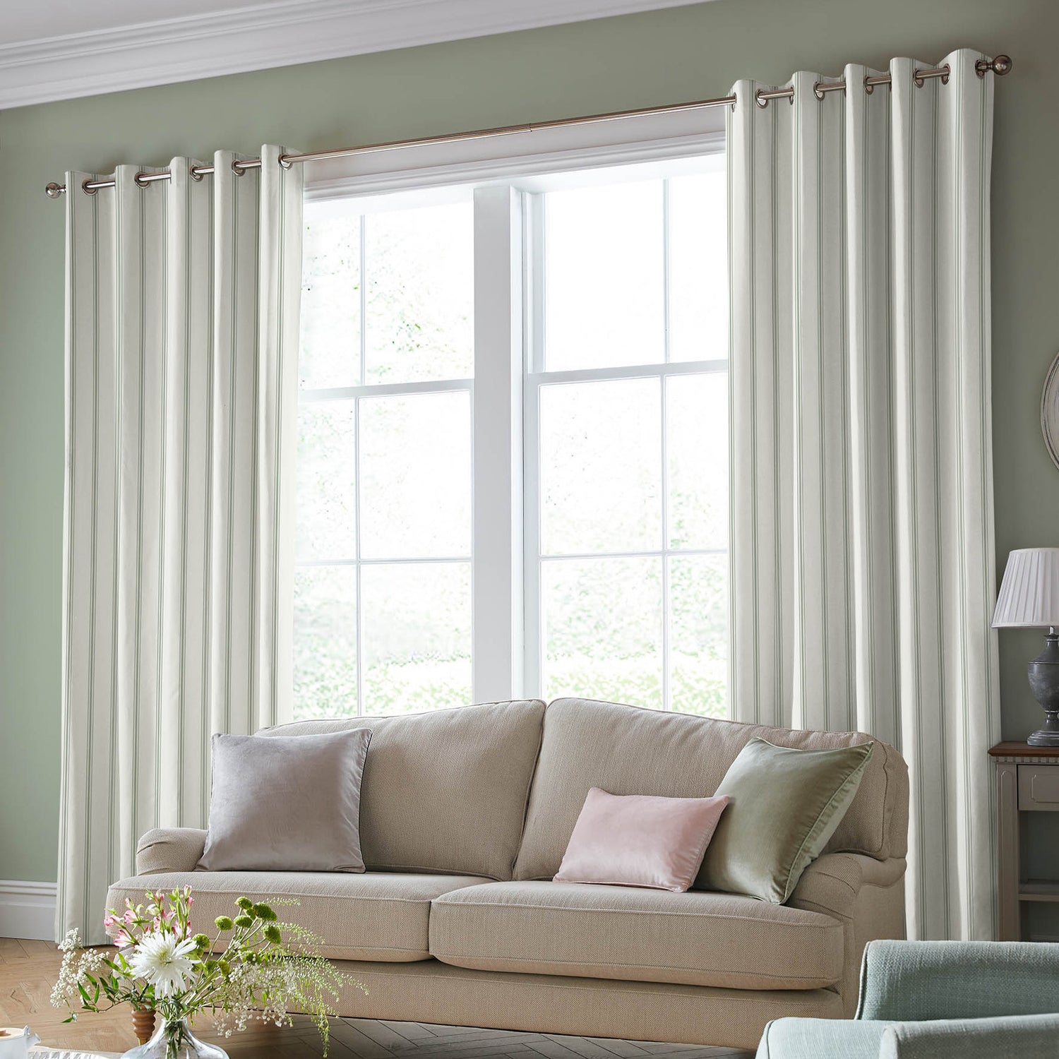 Laura Ashley Farnworth Made To Measure Curtains Fresh Green