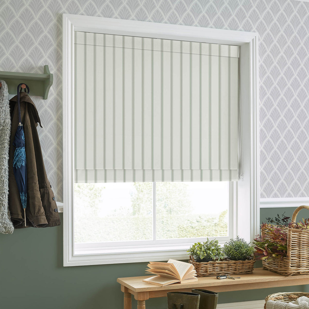 Laura Ashley Farnworth Made To Measure Roman Blind Fresh Green