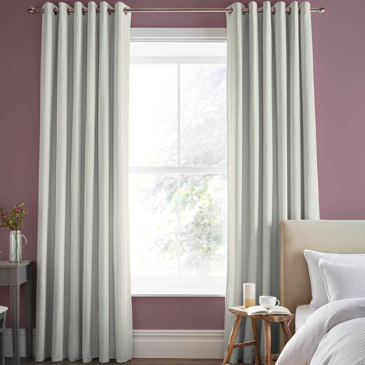 Laura Ashley Candy Stripe Made to Measure Curtain Pale Ochre