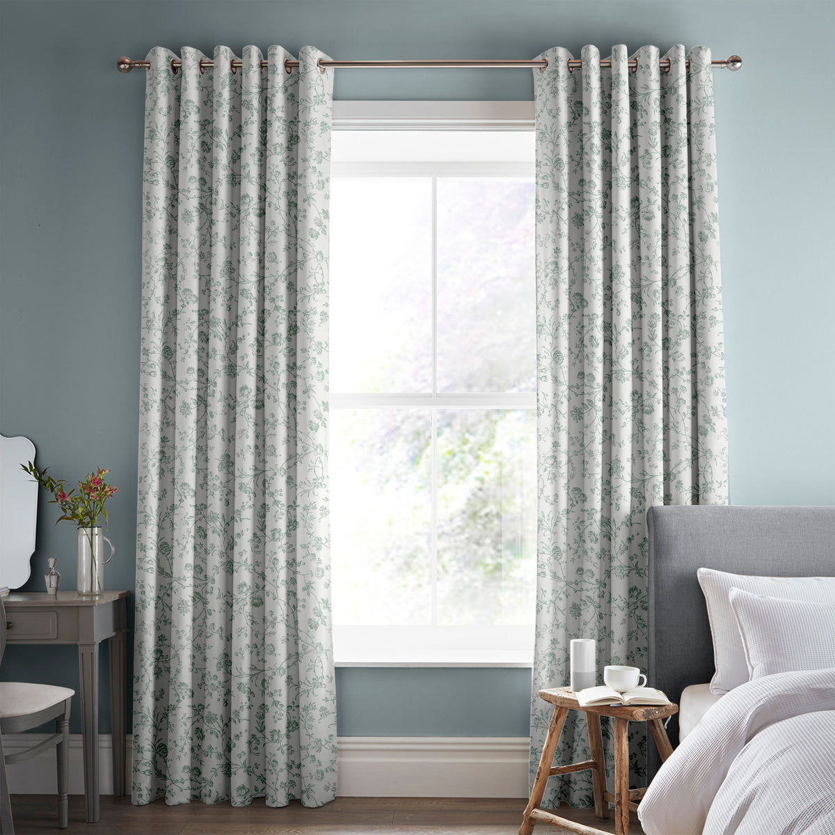 Laura Ashley Aria Made To Measure Roman Blind Duck Egg