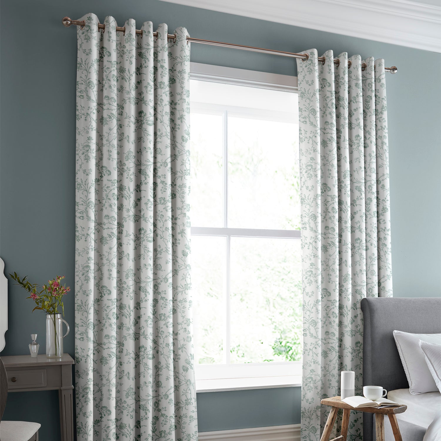 Laura Ashley Aria Made To Measure Curtains Duck Egg