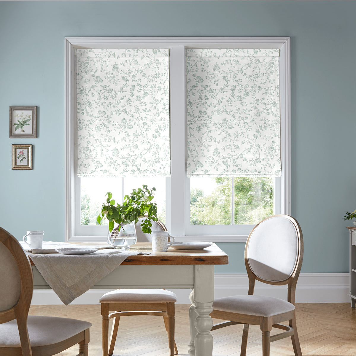Laura Ashley Aria Made To Measure Roman Blind Duck Egg