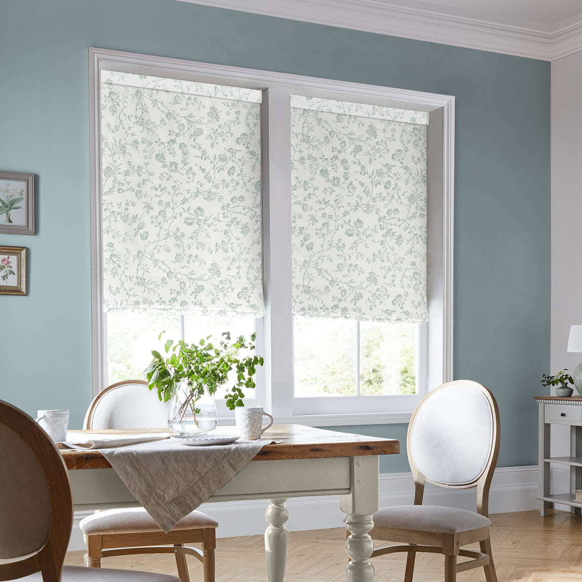 Laura Ashley Aria Made To Measure Roman Blind Duck Egg